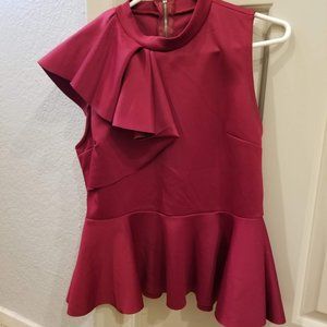 Womens Asymmetric Ruffle Side Peplum Top